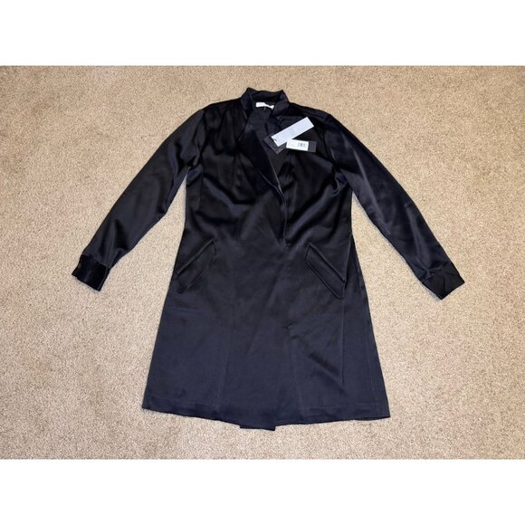 NWT HALSTON Black Satin Tuxedo Blazer Dress $375 Party Cocktail Holiday Formal 8 - Picture 3 of 13